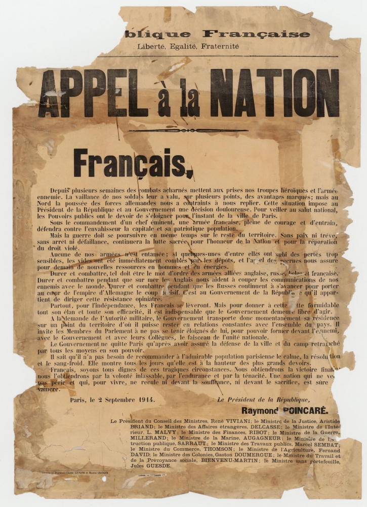 Appel à la nation 2 septembre 1914