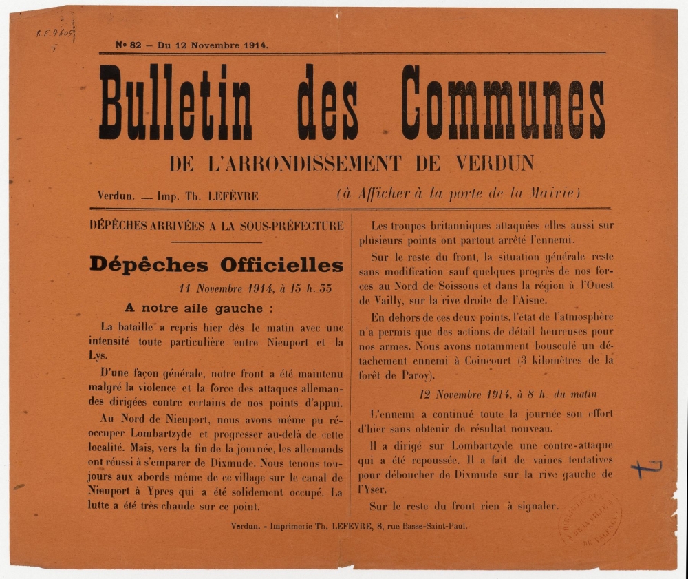 Bulletin des communes de l'arrondissement de Verdun   82 - 12 novembre 1914