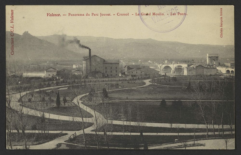 Valence - Panorama du Parc Jouvet - Crussol - Le Grand Moulin - Les Ponts