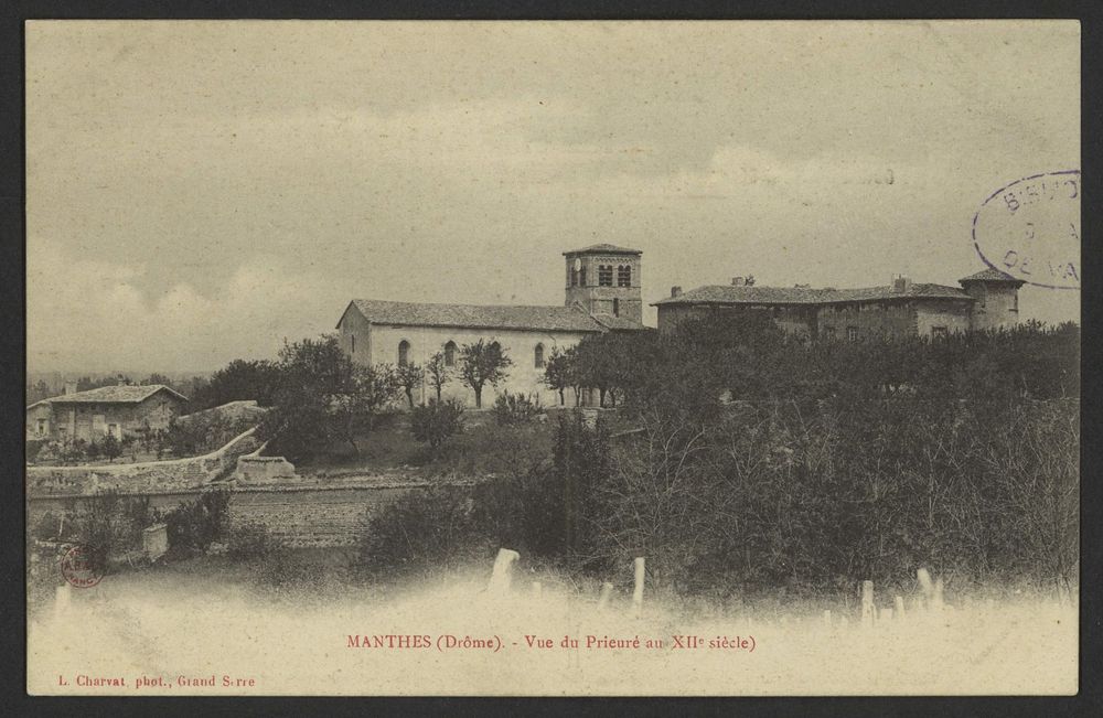 Manthes (Drôme) - Vue du Prieuré au XIIè siècle