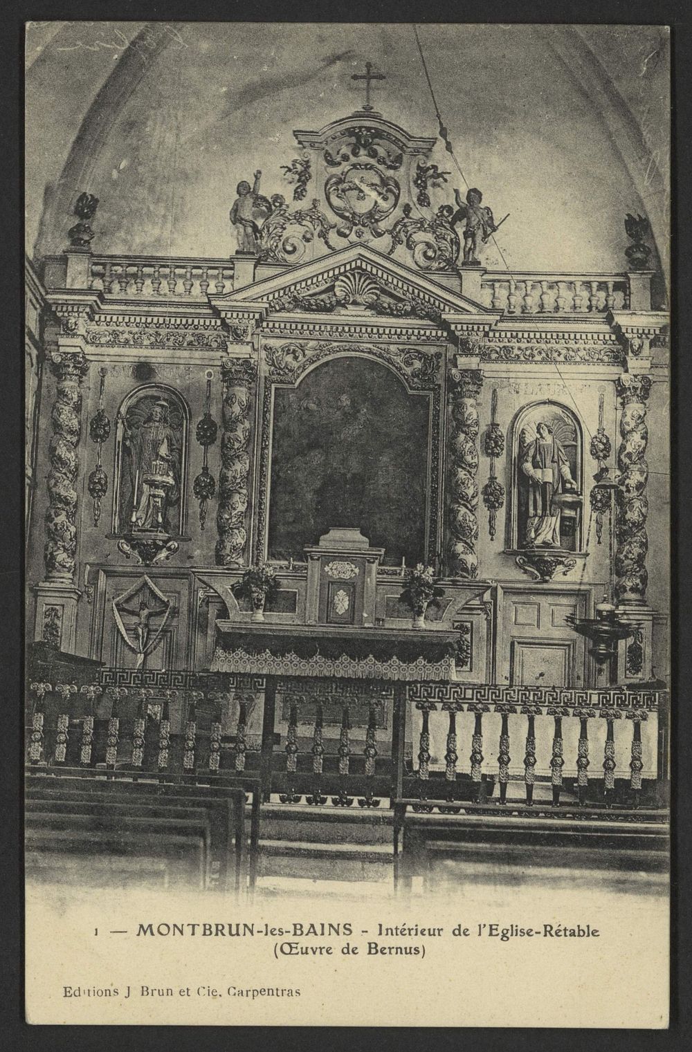 Montbruin-les-Bains - Intérieur de l'Eglise Retable (œuvre de Bernus)