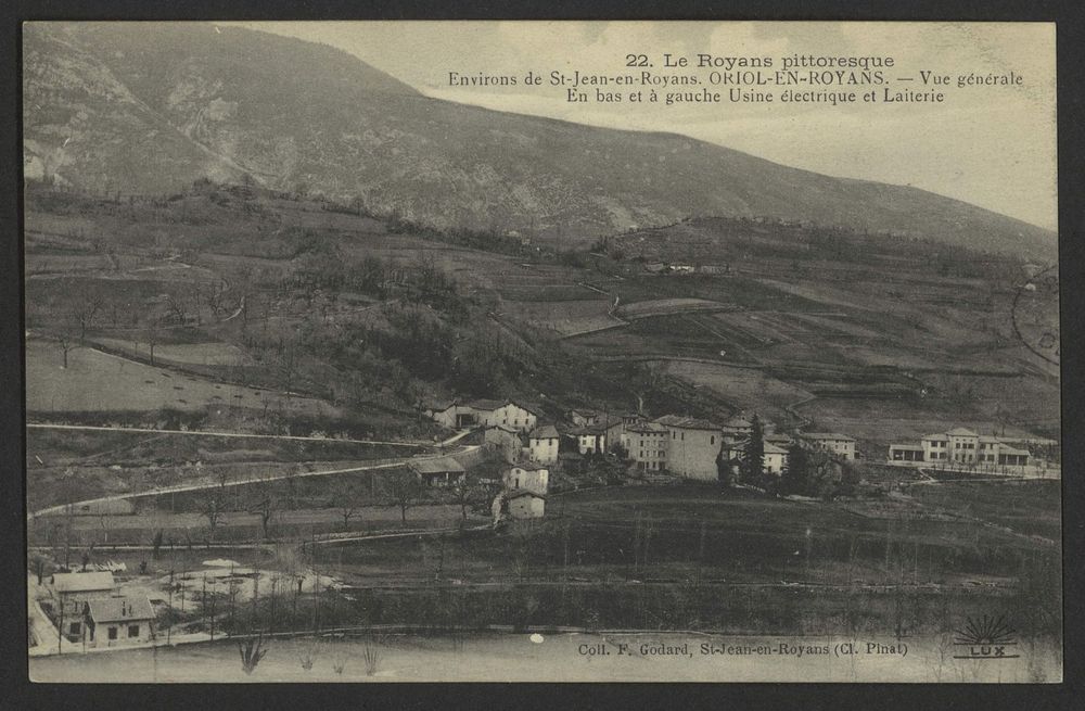 Environs de St-Jean-en-Royans. Oriol-en-Royans - Vue générale. En bas et à gauche usine électrique et laiterie