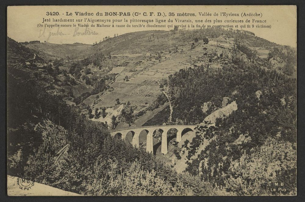 Le Viaduc du Bon-Pas (Cie C. F. D. ), 35 mètres, Vallée de l'Eyrieux (Ardèche)