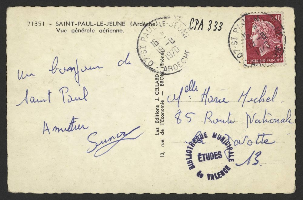 Saint-Paul-le-Jeune (Ardèche). Vue générale aérienne