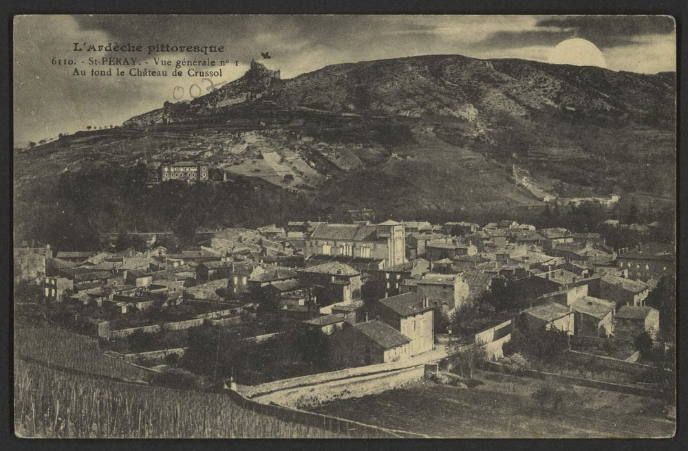 St-Péray. - Vue générale n°1. Au fond le Château de Crussol