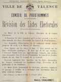 Ville de Valence. Conseil de Prud'hommes : Révisions des Listes Electorales [Valence, 31 mars 1911]