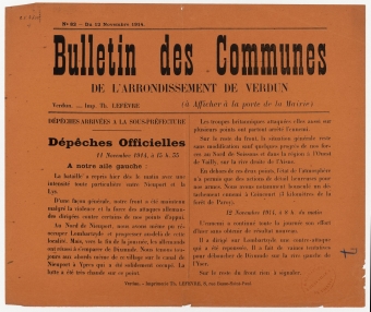 Bulletin des communes de l'arrondissement de Verdun   82 - 12 novembre 1914