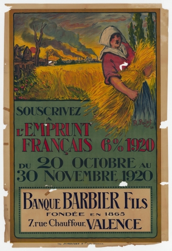 Souscrivez à l'emprunt français 6% 1920 : Banque Barbier fils, 7 rue Chauffour Valence