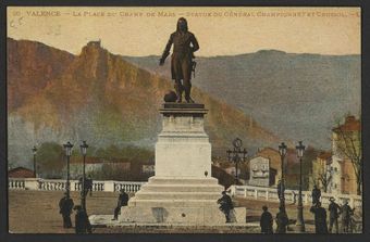 Valence - La Place du Champs de Mars - Statue du Général Championnet et Crussol