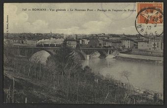 Romans - Vue générale - Le Nouveau Pont - Passage de l'express de Pont-e[n-Royans]
