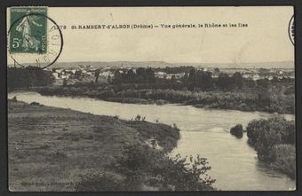 St-Rambert-d'Albon (Drôme) - Vue générale, le Rhône et les Iles