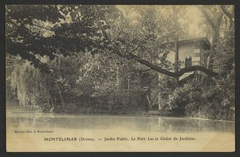 Montélimar (Drôme) - Jardin Public. Le petit lac et châlet du jardinier