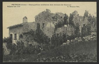 Peyrus (Drôme) - Occupation militaire des ruines de Guindan/ Séjour du 75è