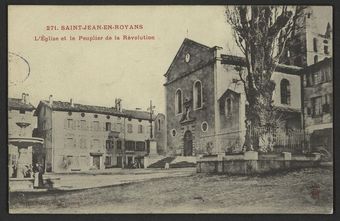 Saint-Jean-en-Royans. L'Eglise et le Peuplier de la Révolution