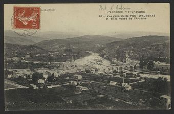 Vue générale du Pont d'Aubenaset de la Vallée de l'Ardèche