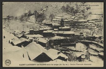 St-Laurent-les-Bains sous la neige (alt. 840 m.) - Station Thermale renommée