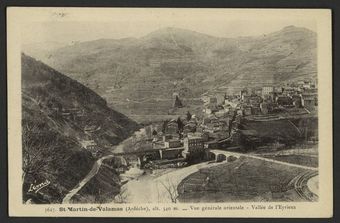 St-Martin-de-Valamas (Ardèche), alt. 540 m. - Vue générale orientale - Vallée de l'Eyrieux