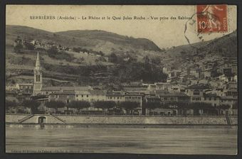 Serrières (Ardèche) - Le Rhône et le Quai Jules Roche - Vue prise des Sablons