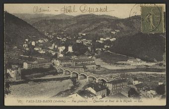 Vals-les-Bains (Ardèche). - Vue générale. - Quartier et Pont d la Bégude