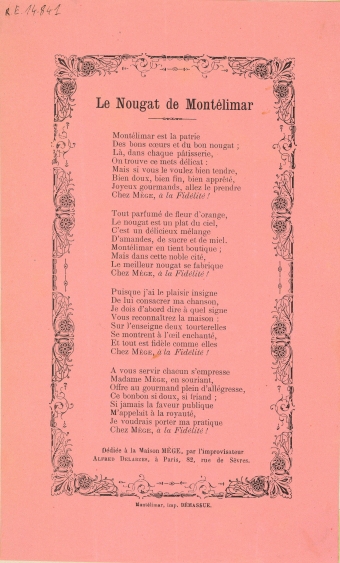 Le nougat de Montélimar [poème dédié à la Maison Mège]