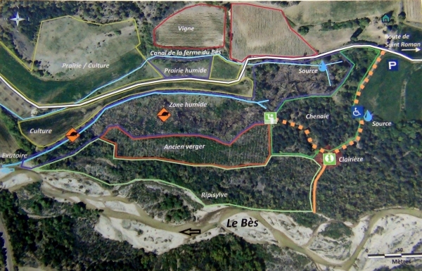 Panneau pédagogique du Syndicat mixte Rivière Drôme et ses affluents, zone humide des Nays, St Roman