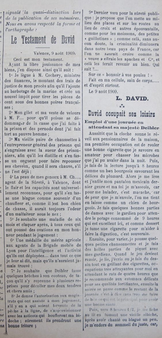 Le testament de David