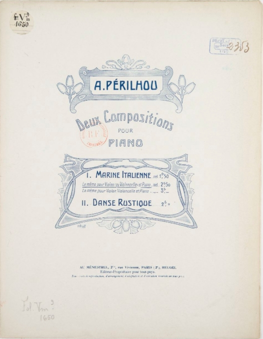 Partition Marine italienne, pour violon ou violoncelle et piano